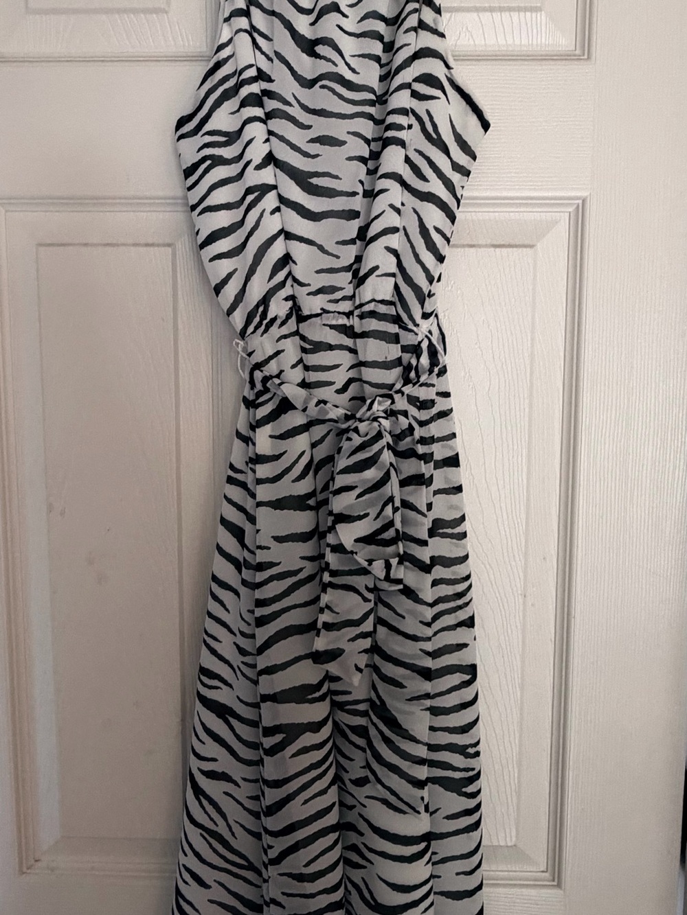 Zebra Print Sleeveless knee length  Dress - Black & White